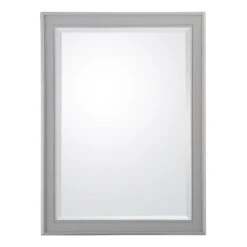 24 In. W X 32 In. H Framed Rectangular Beveled Edge Bathroom Vanity Mirror In Grey