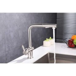 Single-Handle Pull Out Sprayer Kitchen Faucet In Polished Chrome -Hardware Store d0e0a244b9e71f66da6aba91dcc7b1f3 1800x1800