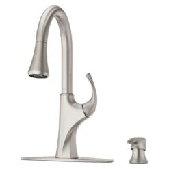 Miri Single-Handle Pull-Down Sprayer Kitchen Faucet With Soap Dispenser In Spot Defense Stainless Steel -Hardware Store d7f68742699c1a6e9443bf54880c2f50 1800x1800