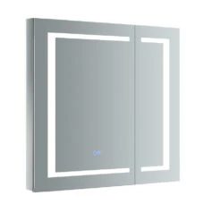 Spazio 30 In. W X 30 In. H Recessed Or Surface Mount Medicine Cabinet With LED Lighting And Mirror Defogger