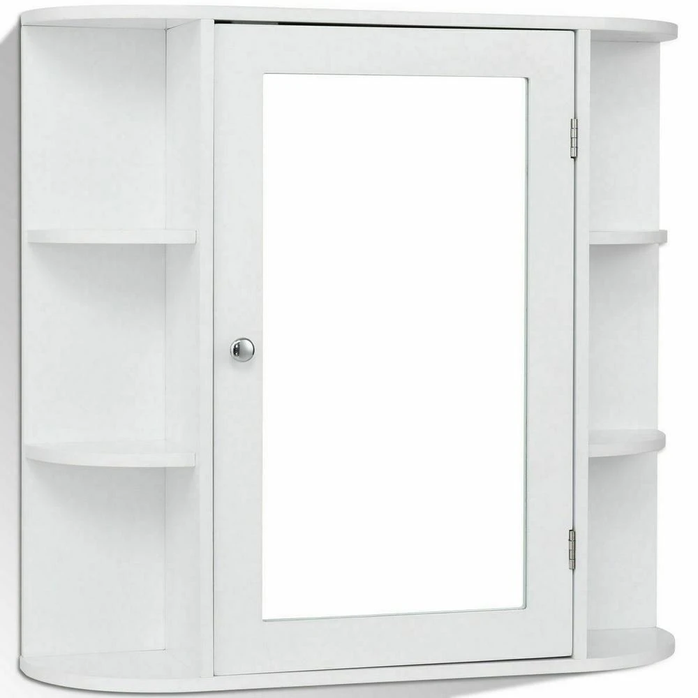 6.5 In. X 25 In. X 26 In. White Multipurpose Wall Surface Mount Bathroom Storage Medicine Cabinet With Mirror 5 6.5 In. X 25 In. X 26 In. White Multipurpose Wall Surface Mount Bathroom Storage Medicine Cabinet With Mirror - Image 5