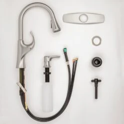 Miri Single-Handle Pull-Down Sprayer Kitchen Faucet With Soap Dispenser In Spot Defense Stainless Steel -Hardware Store df8ea00ee601444725c7c09bb4c548ba 1800x1800