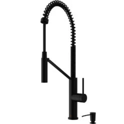 Livingston Single-Handle Pull-Down Sprayer Kitchen Faucet With Soap Dispenser In Matte Black