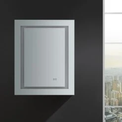 Spazio 24 In. W X 30 In. H Recessed Or Surface Mount Medicine Cabinet With LED Lighting, Mirror Defogger And Left Hinge -Hardware Store e6e8db98d88ba46f066191c6d30062a3 1800x1800