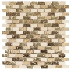 Jeffrey Court Molten Beige/Cream 12 In. X 12 In. X 8 Mm Interlocking Glass/Marble Mosaic Tile