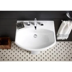 KOHLER Elmbrook 24 In. Pedestal Sink Basin In White With 8 In. Widespread Faucet Holes -Hardware Store eb448fc9814123d48ffbaa28ba5cae43 1800x1800