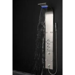 63 In. 8-Jet Shower Panel System In Stainless Steel With Rainfall Waterfall LED Shower Head And Hand Shower Wand -Hardware Store eddef512b723b1e0596b64ef5463f9f7 1800x1800