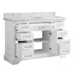 Windlowe 49 In. W X 22 In. D X 35 In. H Bath Vanity In White With Carrera Marble Vanity Top In White With White Sink -Hardware Store f8ea20c8c0ca0e72189fe80395c83852 1800x1800